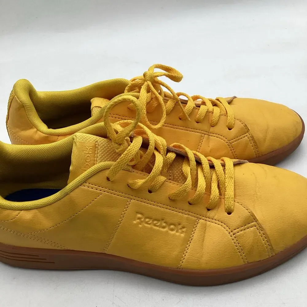 Reebok Royal Complete Sneakers, Yellow Leather Low Tops, Gum‎ Sole, Size 10